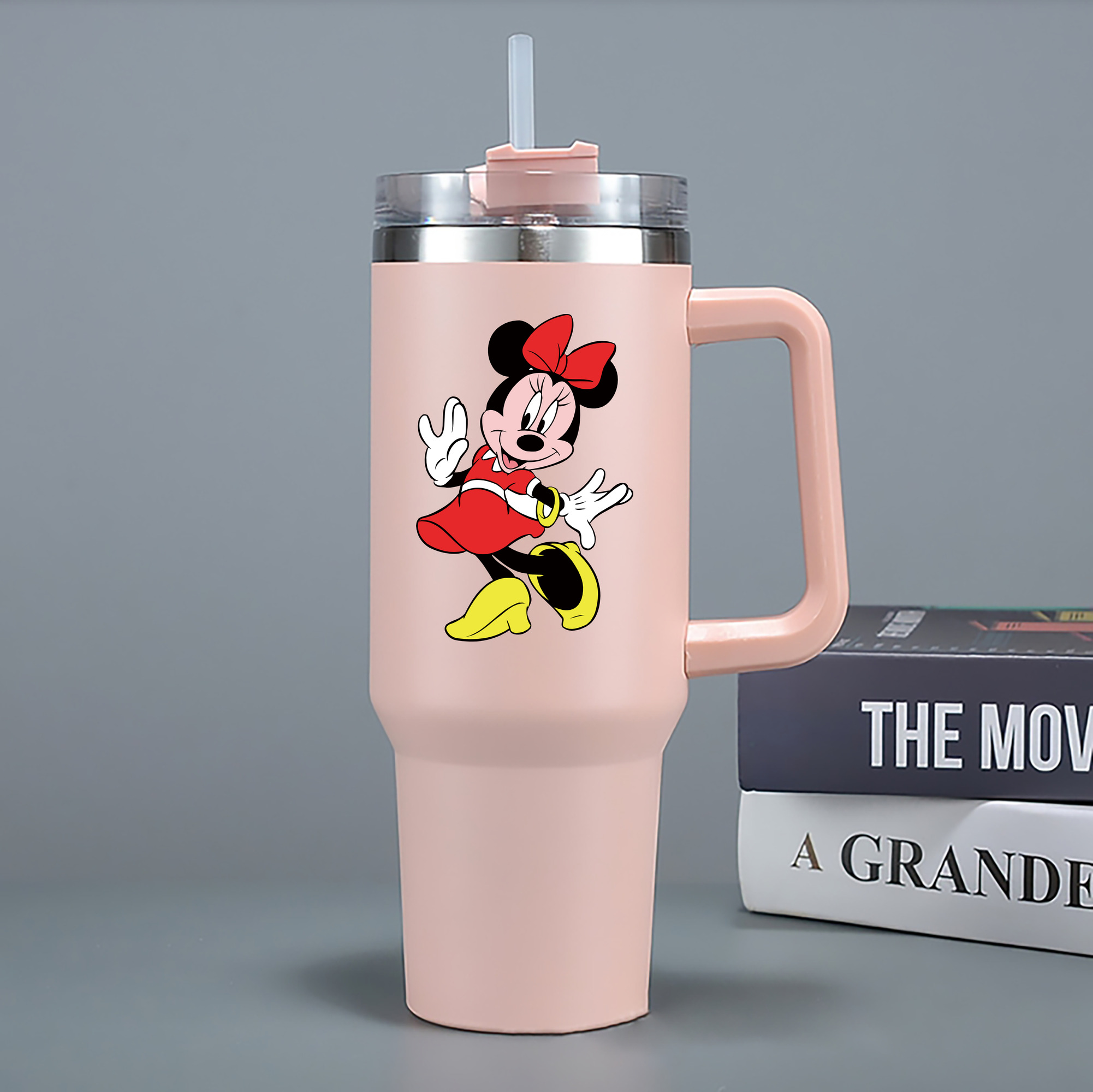 （画像用） ミッキーマウス Mickey Mouse 1200mL車用タンブラー - クリスタルステッカー（プラスチックストロー付き）